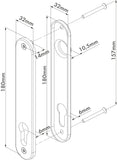 Locinox 3025-HYB-BLIND vāciņu rasējums – 180x32 mm, stiprinājuma caurumu attālums 157 mm